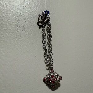 Elegant Silver and Pink Pendant Bracelet